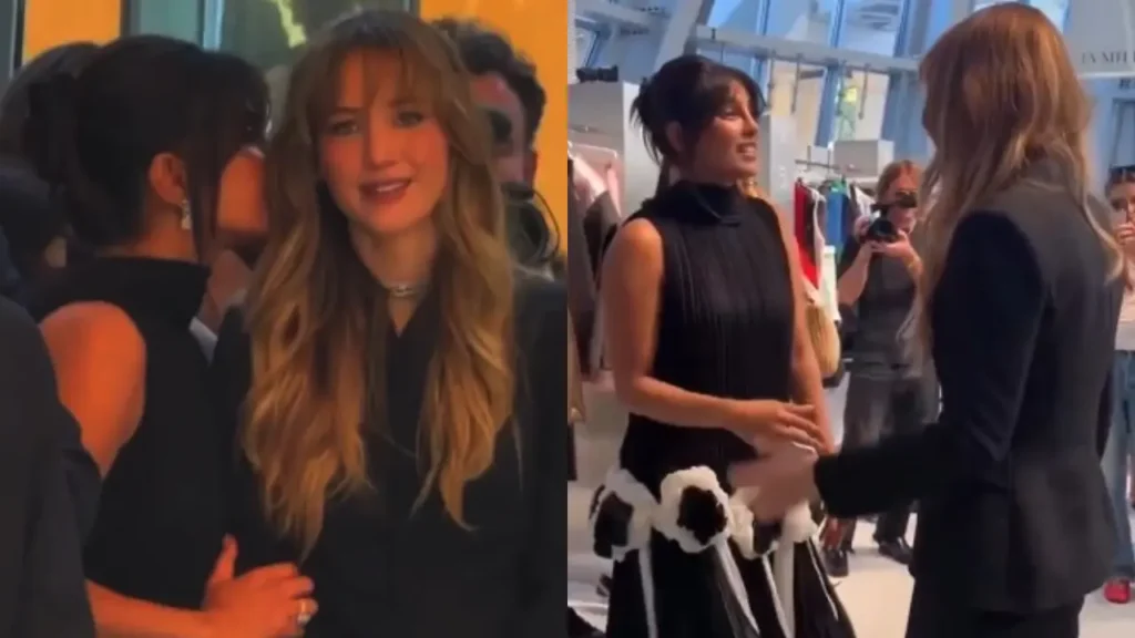 Watch: Priyanka Chopra and Jennifer Lawrence share a fun moment in Paris