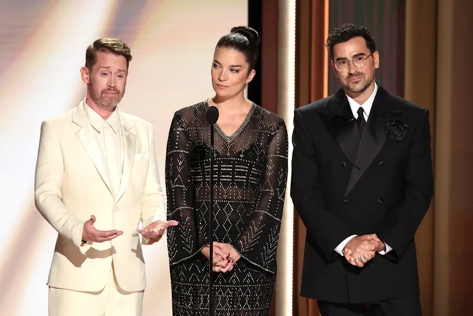 Macaulay Culkin, Annie Murphy and Dan Levy remember Catherine O'Hara during last night's Emmy Awards.