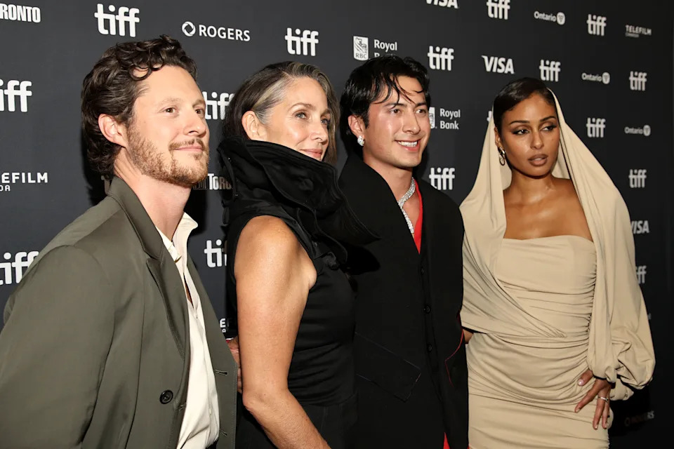 TORONTO, ONTARIO - SEPTEMBER 17: (L-R) Noah Reid, Carrie-Anne Moss, Hudson Williams and Clark Backo attend the premiere of "YAGA" during the 2026 Toronto International Film Festival at TIFF Lightbox on September 17, 2026 in Toronto, Ontario. (Photo by Jeremy Chan/EveryStory2026/Getty Images)