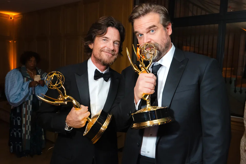 Jason Bateman and David Harbour attend the HBO Max Emmy Awards afterparty.