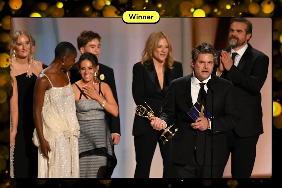 <em>DTF St. Louis </em>director Steven Conrad and the show's cast accept the award for Outstanding Limited or Anthology Series.