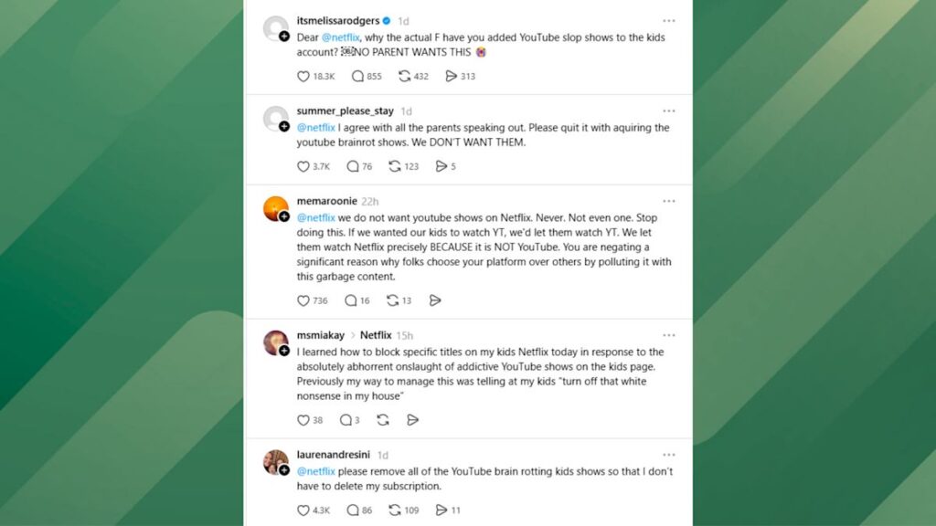 Netflix Faces Backlash From Parents After It Adds YouTube Shows