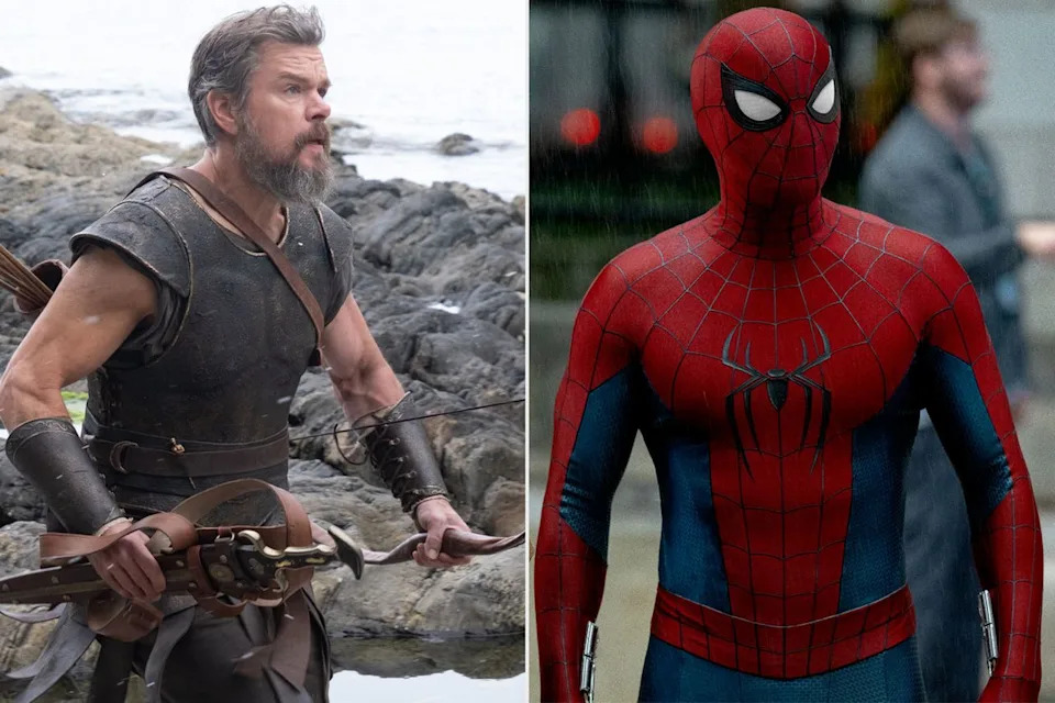 Matt Damon in 'The Odyssey'; Tom Holland in 'Spider-Man: Brand New Day'Credit: Melinda Sue Gordon/Universal Pictures; Jay Maidment