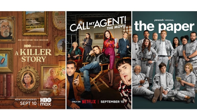 This combination of images show promotional art for the docuseries...