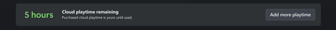 Game Pass notification saying the user has 5 hours to use of Cloud Streaming
