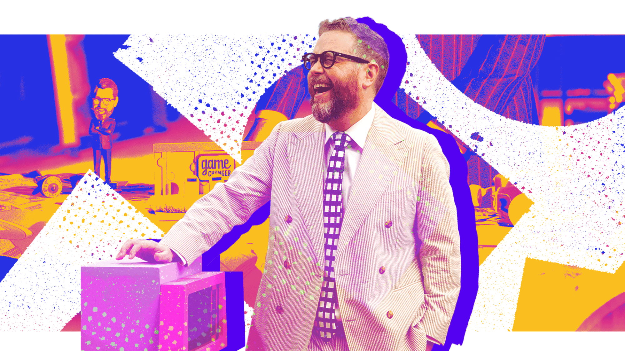 Sam Reich laughs on Dropout's "Game Changer."