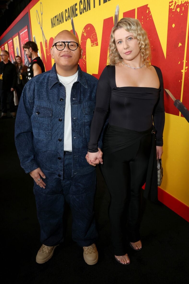 Jacob Batalon and Veronica Leahov attend Novocaine premiere