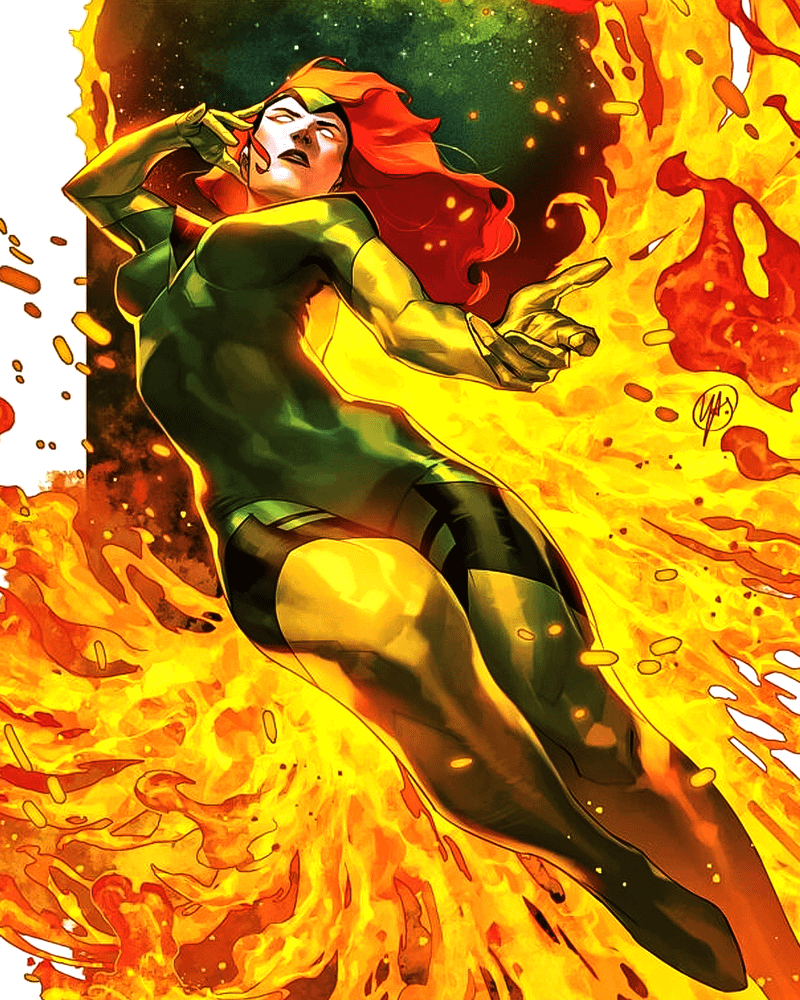 Jean Grey with cosmic fire in X-Men Comics.