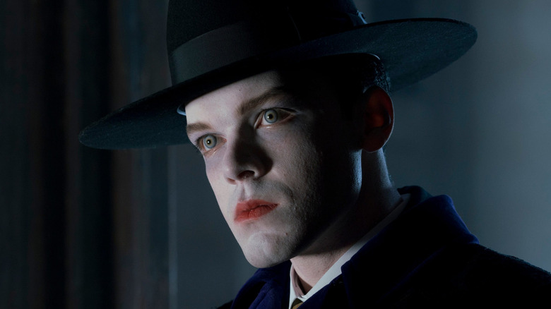Cameron Monaghan as Jeremiah Valeska, clenching his jaw in Gotham.