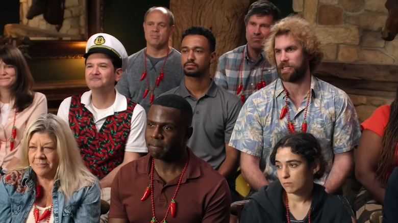 Anthony Norman sitting obliviously with the cast of Jury Duty Presents: Company Retreat.
