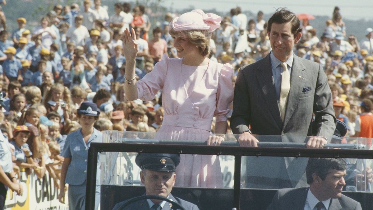 Prince Charles and Diana, Princess of Wales, stand together in Newcastle during their Australia tour.