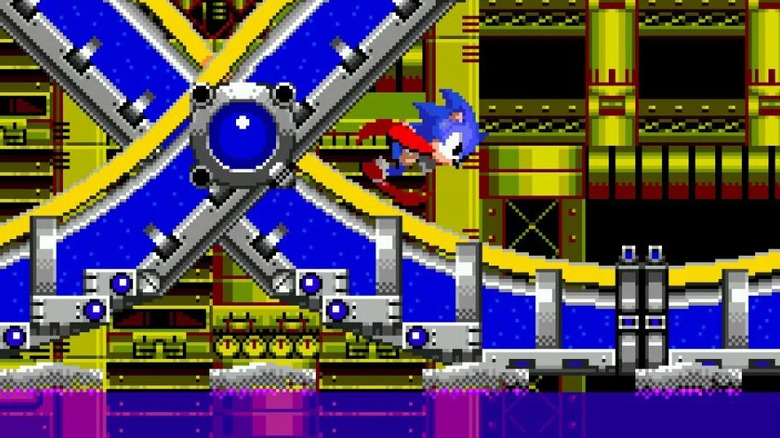 Sonic runs above a pool of purple chemicals in Sonic the Hedgehog 2