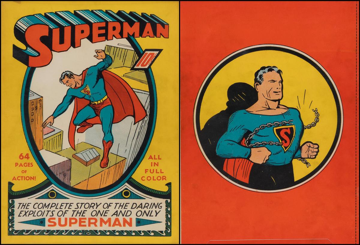 The front and back of the Superman comic book that was recently sold at auction for $9.12 million.