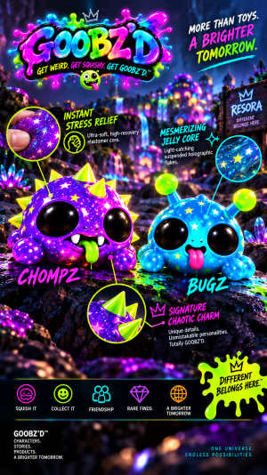GOOBZ’D™ combines collectible characters, sensory play and storytelling in one universe.