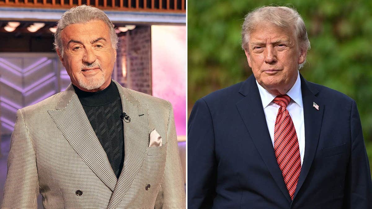 A split of of Sylvester Stallone and Donald Trump