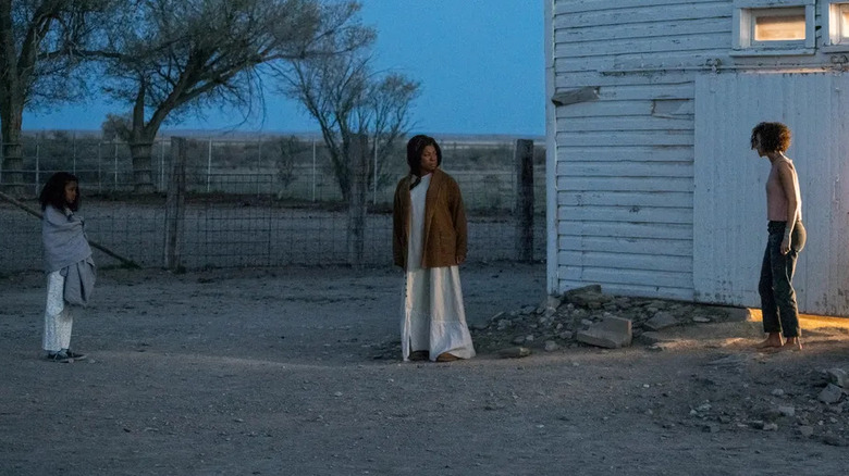 Lila, Bo, and Ruth on a dusty farm in Fast Color