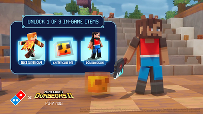 Domino's and Minecraft Dungeons II promotional in-game items