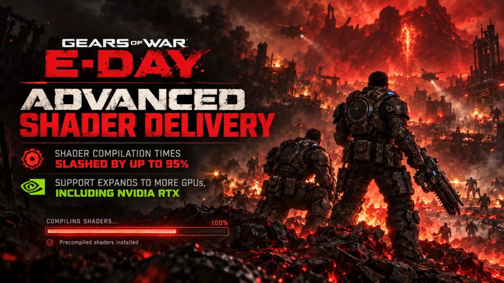 Microsoft’s Advanced Shader Delivery Cuts Shader Compilation Times By Around 95% In Gears of War: E-Day, Expanding To NVIDIA, Intel & Qualcomm GPUs Microsoft’s Advanced Shader Delivery Cuts Shader Compilation Times By Around 95% In Gears of War: E-Day, Expanding To NVIDIA, Intel & Qualcomm GPUs