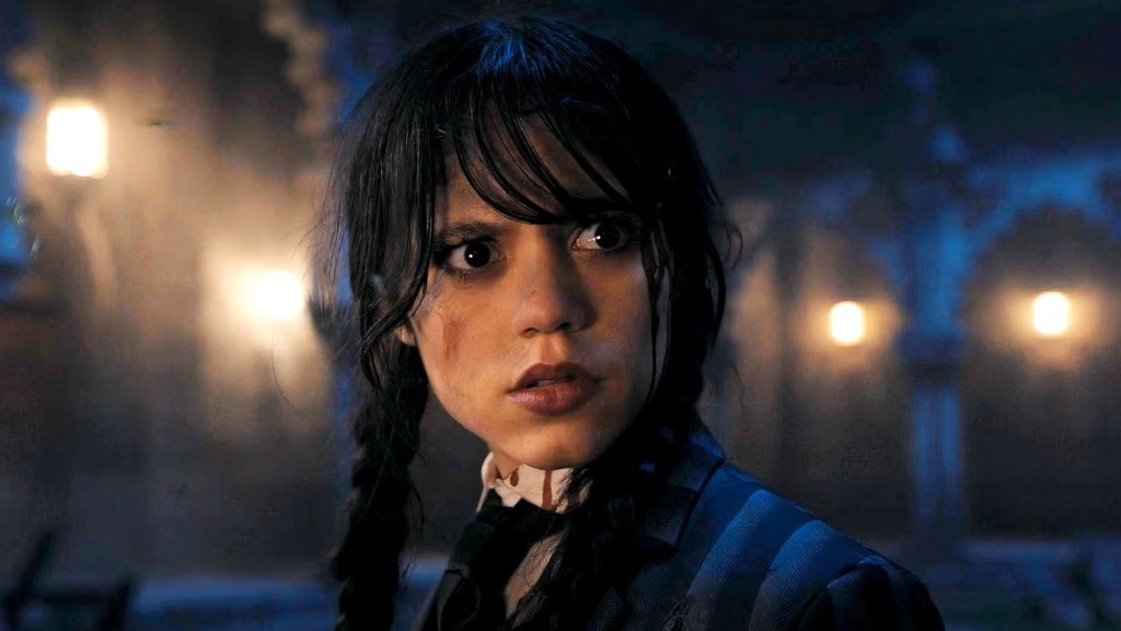 Jenna Ortega looking shocked in Wednesday