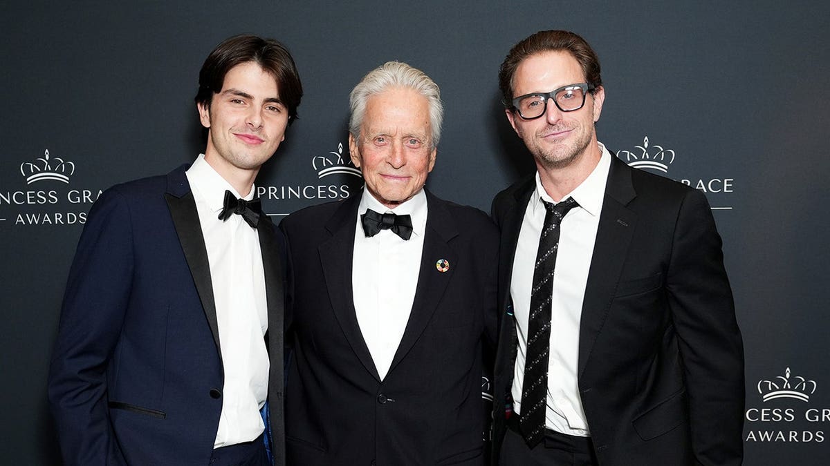 Dylan Michael Douglas, Michael Douglas and Cameron Douglas attend the Princess Grace Awards.