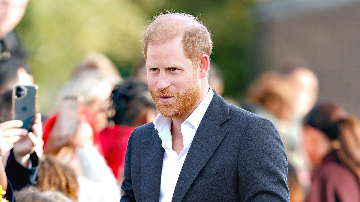 Prince Harry addressing a crowd in Nottingham.