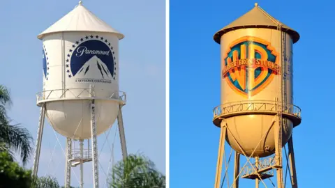 Getty Images Water towers of Paramount and Warner Bros