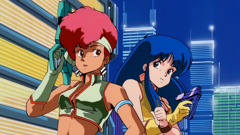 A screenshot from the Dirty Pair (1985) TV Intro