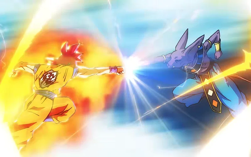 Super Saiyan God Goku vs. Beerus from DBS: Beerus trailer | Credits: Toei Animation