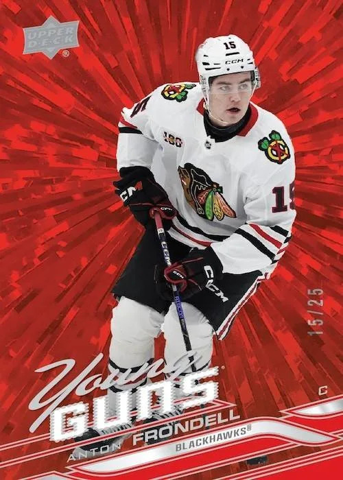 A Young Guns Red Outburst of Anton Frondell is one of the bigger chase cards in 2026-27 Upper Deck Series 1.