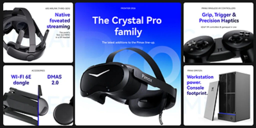 Pimax Unveils Crystal Pro with Native Foveated Streaming, Sending the GPU’s Native Image Wirelessly to the Headset