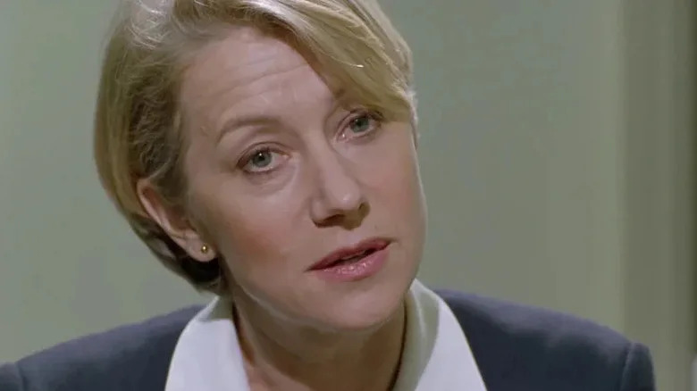 Helen Mirren's Jane Tennison looking serious on Prime Suspect