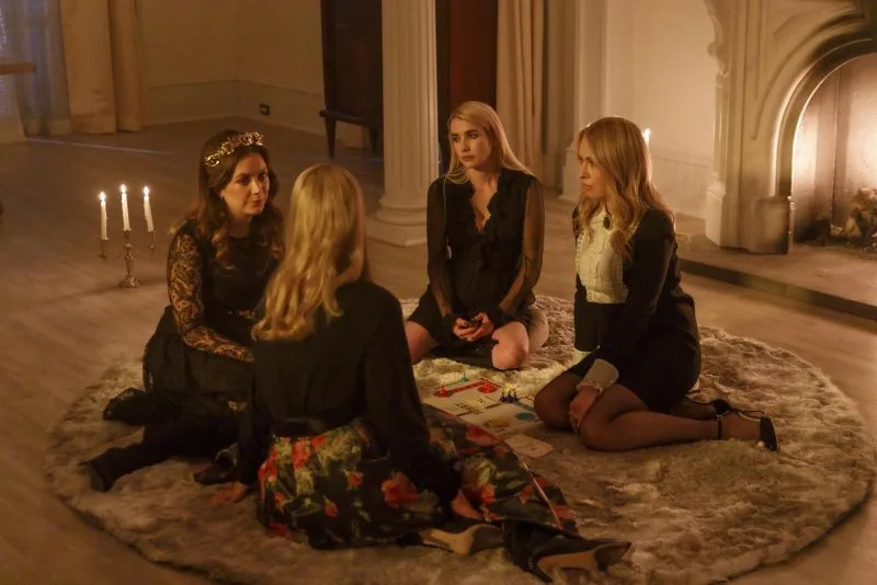 Left to right, Billie Lourd, Sarah Paulson, Emma Roberts and Leslie Grossman star in "American Horror Story: 13." Photo courtesy of FX/Hulu
