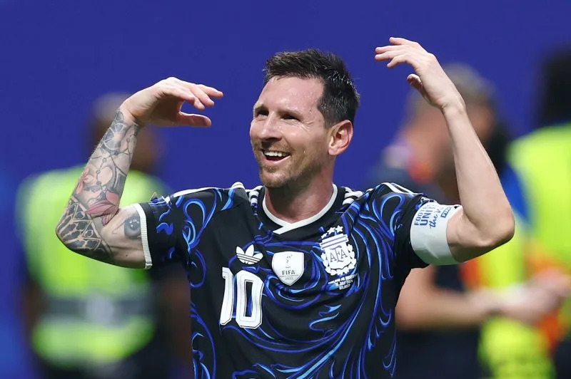 Lionel Messi celebrates after Argentina defeats England 2-1 in a semi-final FIFA World Cup match in July. File Photo by Christian Brunskill/UPI