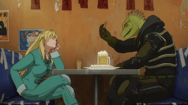 Caiman and Nikaido sharing a meal in Dorohedoro