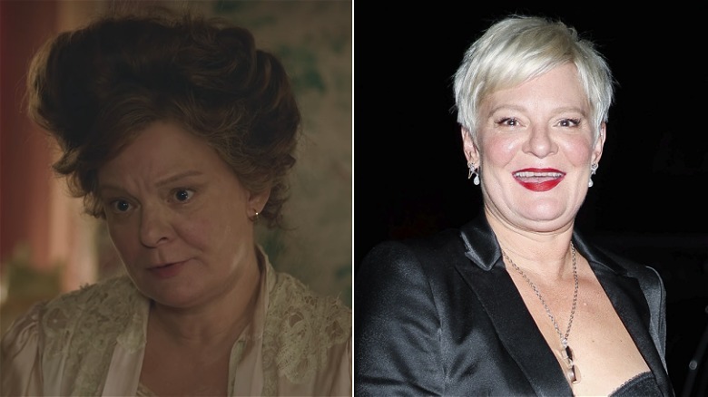 Martha Plimpton as Faye in East of Eden and smiling in front of a black background