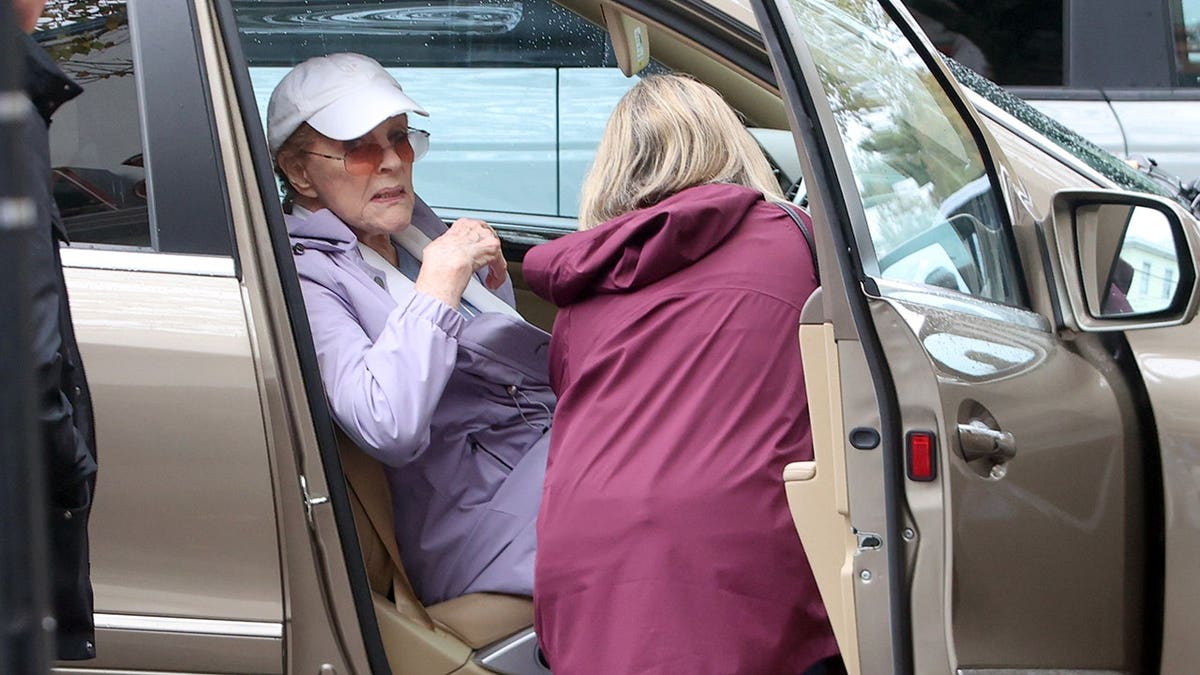Julie Andrews in a car while out in the Hamptons.