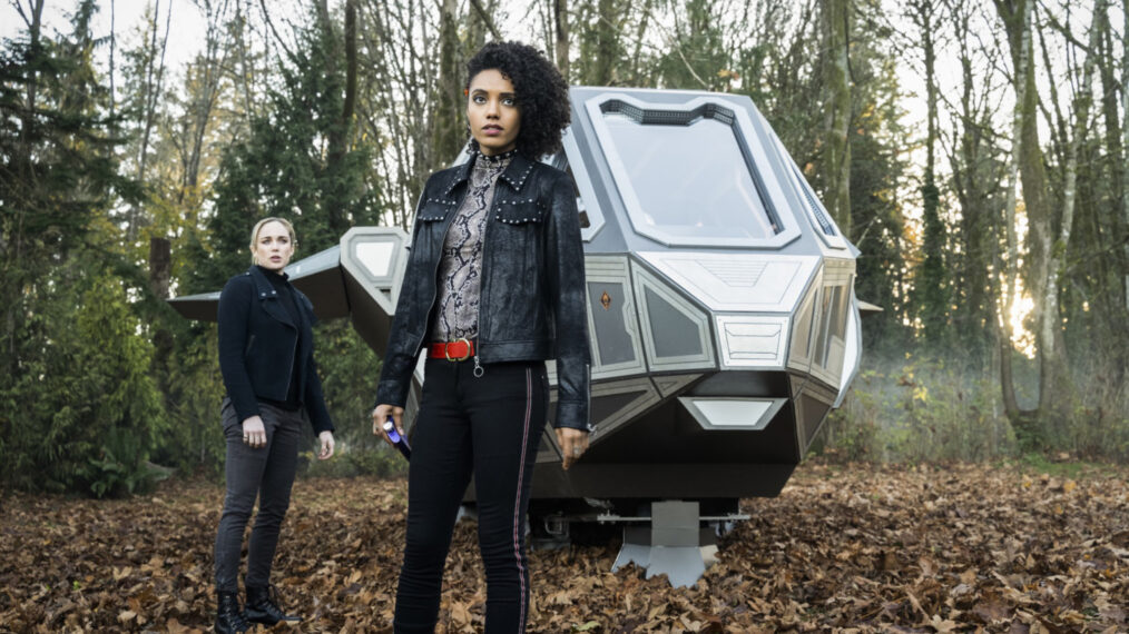 Caity Lotz as Sara Lance and Maisie Richardson-Sellers as Charlie in ‘DC’s Legends of Tomorrow’