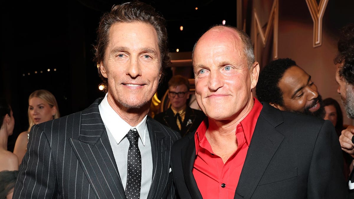 Matthew McConaughey and Woody Harrelson at the Emmy Awards in 2026.