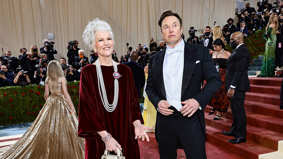 Maye Musk and Elon Musk attend the Met Gala at the Metropolitan Museum of Art.